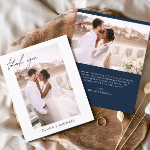Budget Navy Blue Wedding Photo Thank You Cards