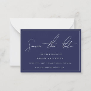BUDGET Navy Blue Wedding Save The Date Invitation