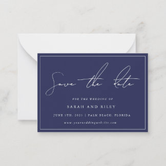 BUDGET Navy Blue Wedding Save The Date Invitation