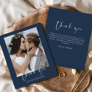 Budget Navy Blue Wedding Thank You Card