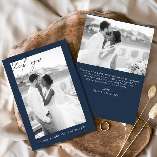 Budget Navy Blue Wedding Thank You Cards