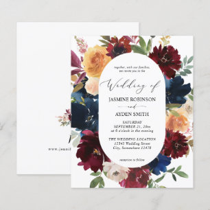 Budget Navy, Burgundy Pink & Peach Floral2 Wedding