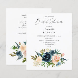 Budget Navy, Dusty Blue, Pink Floral Bridal Shower