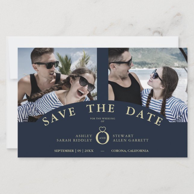 Budget Navy Elegant Pink 2 Photos Chic Wedding (Front)