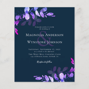 Budget Navy Eucalyptus Wedding Invitation