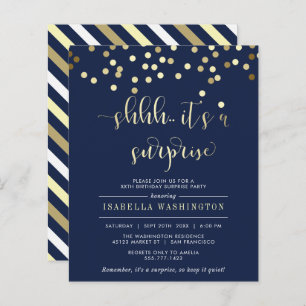 Budget Navy Gold Confetti Surprise Birthday Party