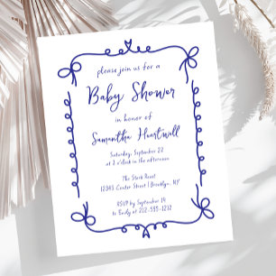 Budget Navy Handwritten Boy Baby Shower Invite