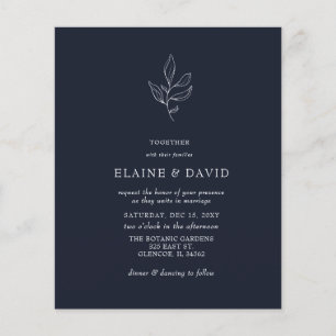 Budget Navy Modern Botanical Wedding Invitations