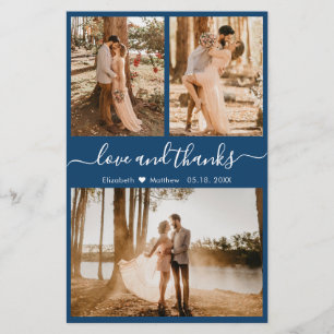 Budget Navy Photo Collage Wedding Thank You Flyer