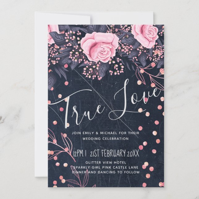 BUDGET Navy Pink Rosegold Wedding Floral (Front)