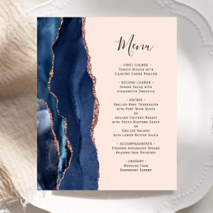 Budget Navy Rose Gold Agate Blush Wedding Menu