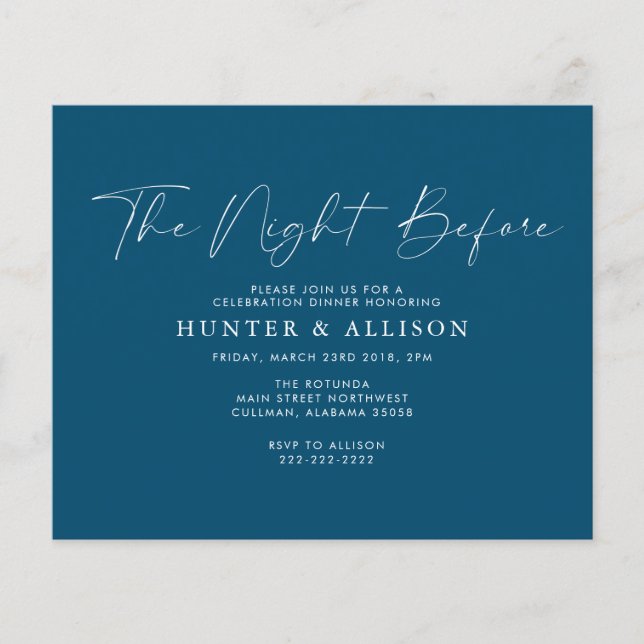 Budget Navy The Night Before | Invitation  Flyer (Front)