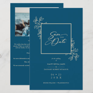 Budget Navy Trendy Branches Gold Effect Photo