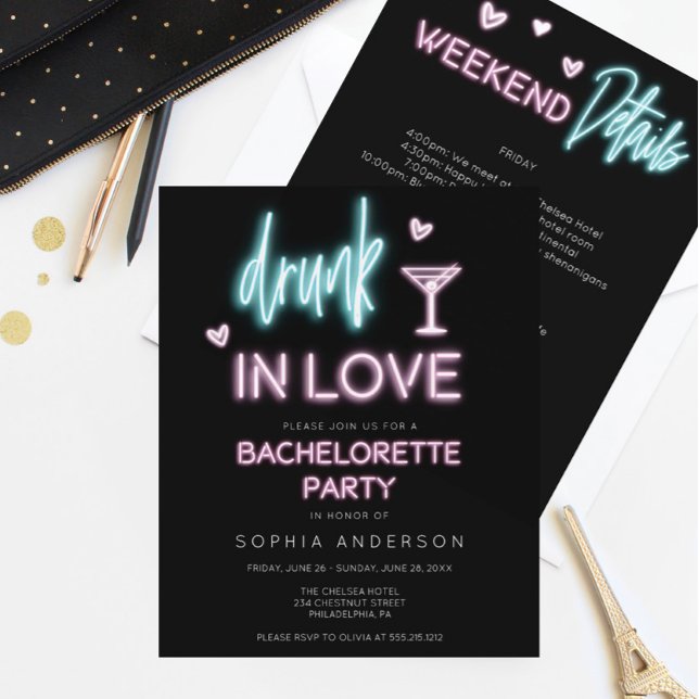Budget Neon Bachelorette Weekend Invitation (Creator Uploaded)