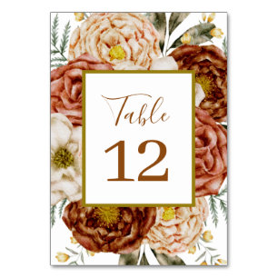 Budget Neutral Boho Floral terracotta    Table Number