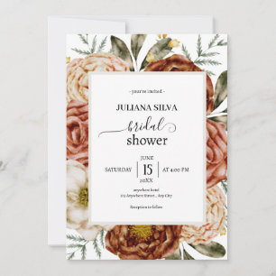  Budget Neutral Boho Terracotta Bridal Shower Invitation