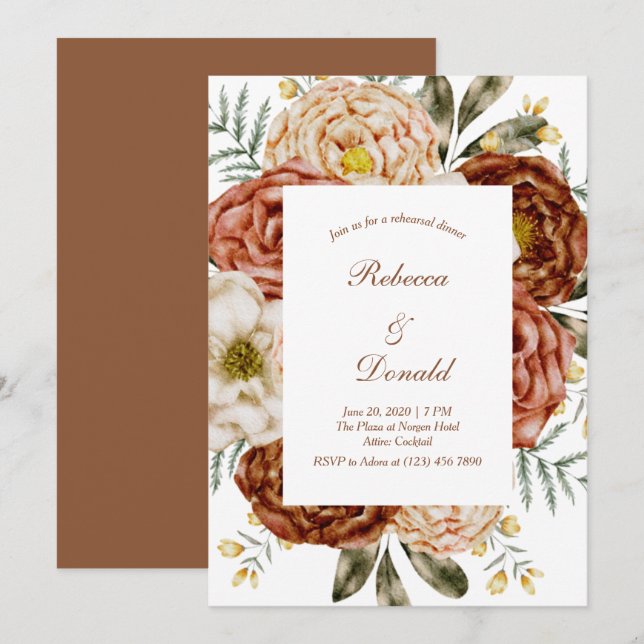 Budget Neutral Boho Terracotta Invitation (Front/Back)