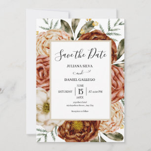  Budget Neutral Boho terracotta Save the Date Invitation