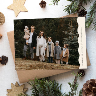 Budget Neutral Modern Wavy Two Photo Christmas Holiday Card