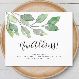 Budget New Address Greenery Announcement Card
