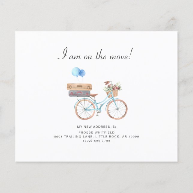 Budget New Address Watercolor Floral Bike Moving (Front)