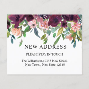 Budget New Address   Watercolor Floral & Greenery 