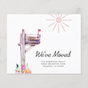 Budget New Address Watercolor Mailbox Moving Card