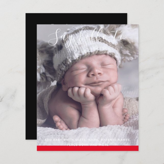 BUDGET New Baby PHOTO Announcement Custom (Front/Back)