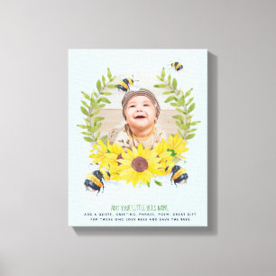 BUDGET New Baby PHOTO Gifts Sunflowers Bees Canvas Print