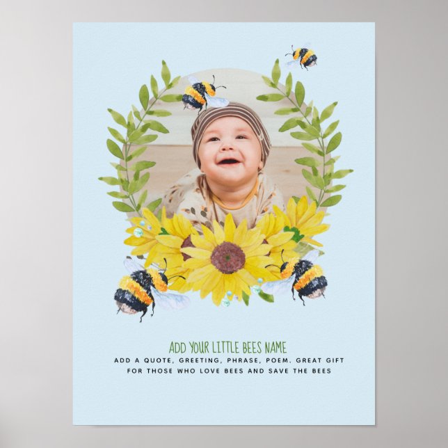 BUDGET New Baby PHOTO Gifts Sunflowers Bees Poster (Front)