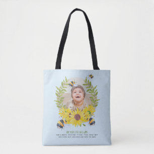 BUDGET New Baby PHOTO Gifts Sunflowers Bees Tote Bag