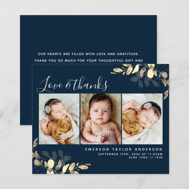 Budget New Baby Thank You Card | Eucalyptus Blue (Front/Back)