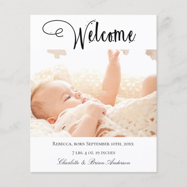 Budget new baby welcome photo birth  announcement (Front)