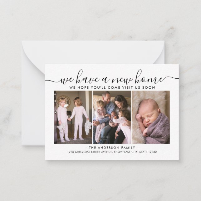 Budget New Home Address Moved 3 Photo Moving Card (Front)