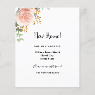Budget new home address pink floral moving card