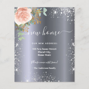 Budget new home address silver floral announcement