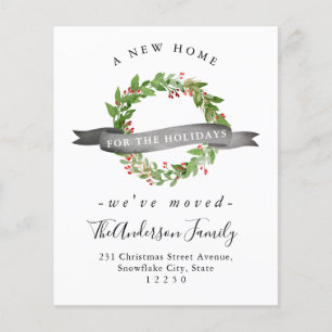 Budget New Home Address Wreath Holiday Moving Card