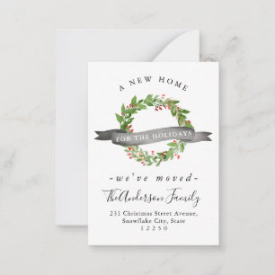 Budget New Home Address Wreath Holiday Moving Card