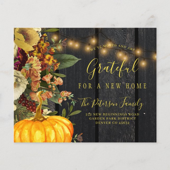 Budget new home autumn fall moving announcement (Front)