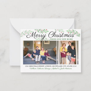 Budget New Home Christmas 2 Photo Holiday Moving Card