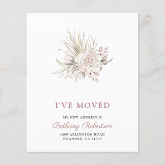Budget New Home Pink Roses Eucalyptus Moving Card