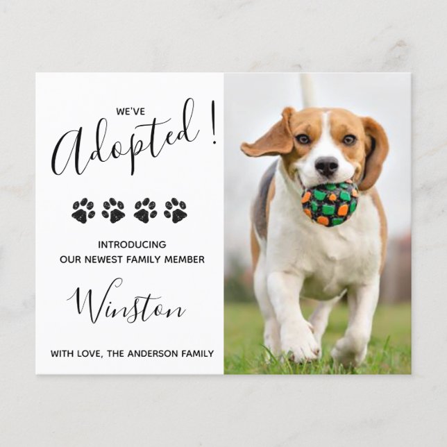 Budget New Pet We've Adopted Puppy Dog Announce (Front)