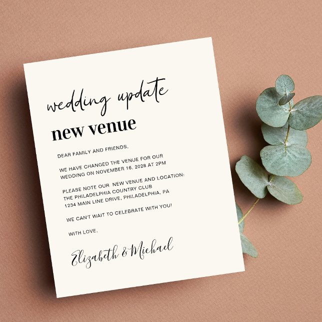 Budget New Venue Cream Wedding Announcement (Creator Uploaded)