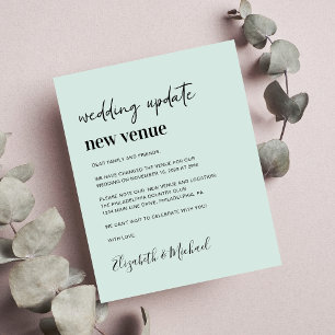 Budget New Wedding Venue Mint Green Announcement