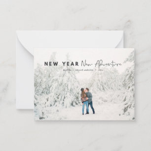 budget New year new adventure photo holiday card