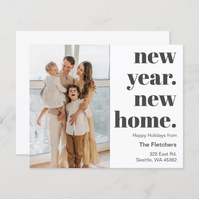 Budget New Year New Home Moving Photo Holiday Card (Front/Back)