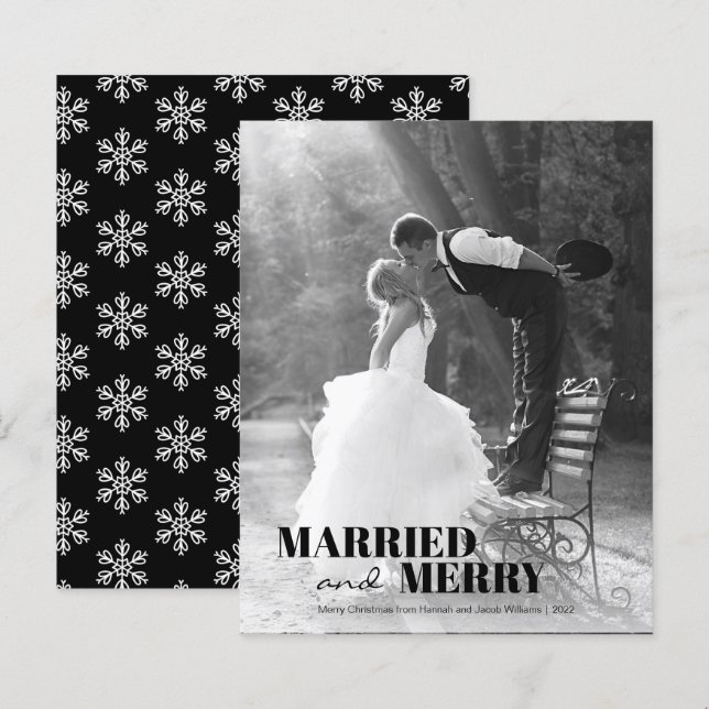 Budget Newlywed Married and Merry Christmas Card (Front/Back)