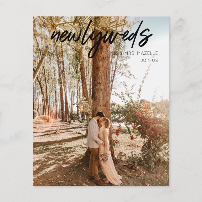 Budget Newlyweds 1 Photo B Wedding Reception Flyer (Front)