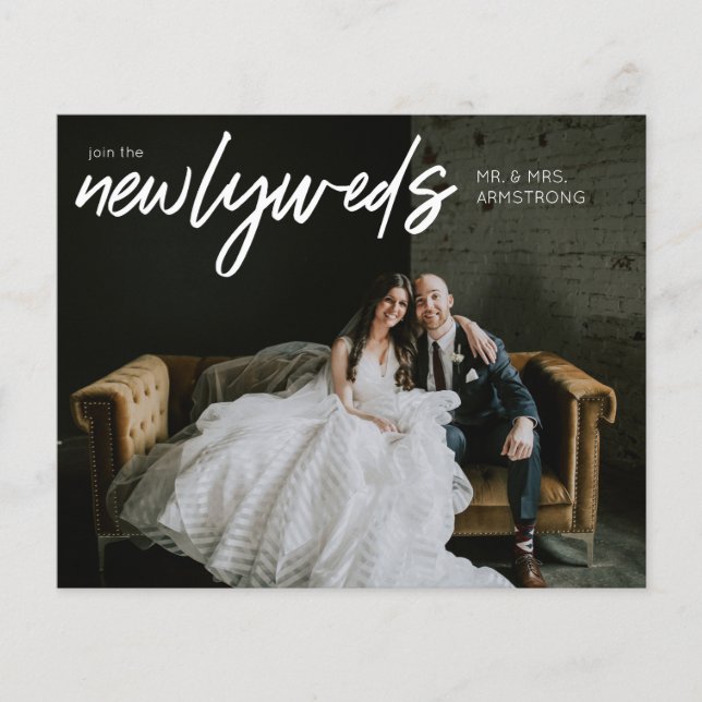 Budget Newlyweds Horiz 3 Photo W Wedding Reception Flyer (Front)