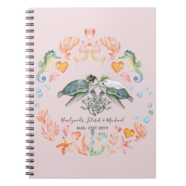 BUDGET Newlyweds Wedding Gifts Custom SEA TURTLES Notebook (Front)